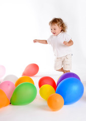 Fototapeta na wymiar Boy With Balloons 3