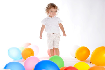 Fototapeta na wymiar Boy With Balloons