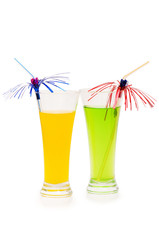 Orange and apple cocktail isolated on white