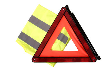 warning triangle and yellow waistcoat