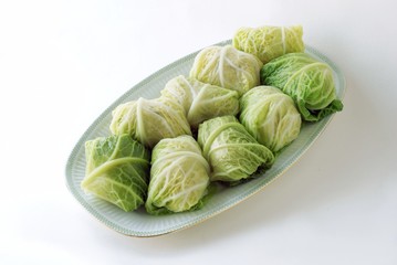 rice and meat rolled in savoy leaves