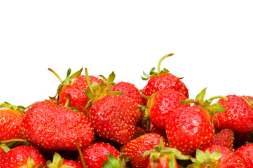 Red strawberries isolated on the white background