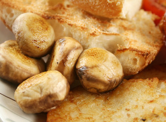 Button Mushrooms And Toast