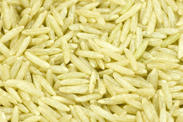 Uncooked dry brown Basmati rice.