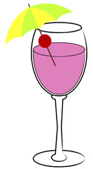 illustration of punch beverage with umbrella and cherry