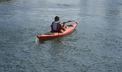 Middle-aged man in Kayak