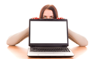 Naklejka premium girl with laptop