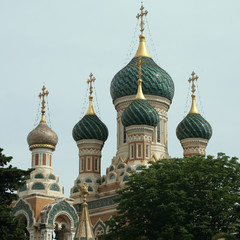 Fototapeta na wymiar Świętego Mikołaja Rosyjski Sobór w Nicei