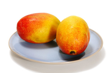 two mango on dish
