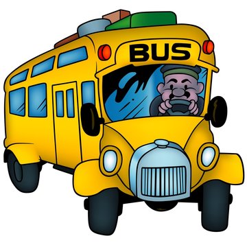 School Bus - colored cartoon illustration