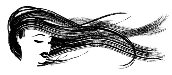 Asian girl with flying hair