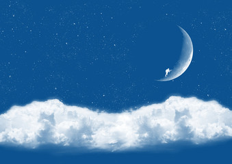 Naklejka na ściany i meble Sueño con escalar la luna