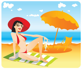 Girl on the beach.svg