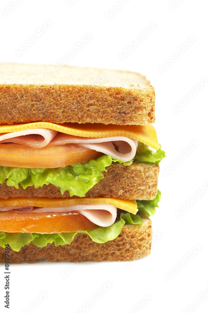 Canvas Prints double ham sandwich with vegetables