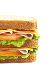 Double ham sandwich with vegetables