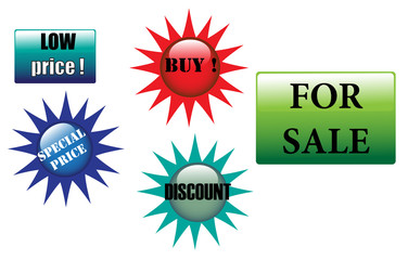 Various colored sale stickers