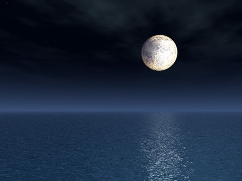 Full Moon Over Sea