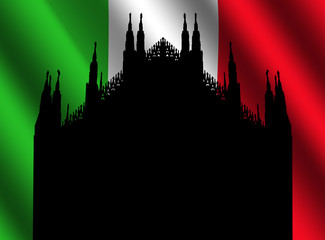 Obraz premium Duomo Milan and Italian flag