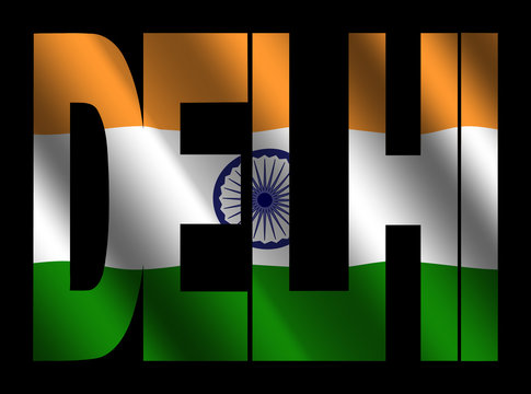Delhi text with Indian flag