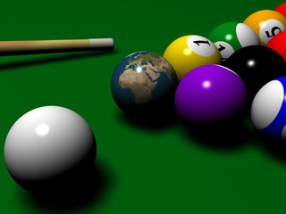Billiard with Globe instaed of one ball