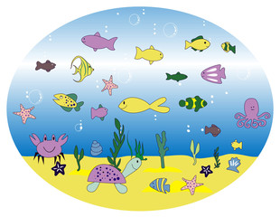 Illustration with aquarium