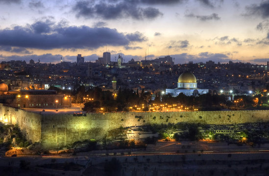 Old City of Jerusalem at sunset