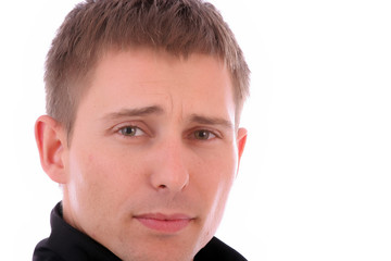 Fototapeta premium Extreme closeup portrait of young businessman