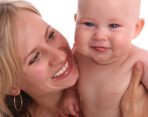 Happy mum with baby