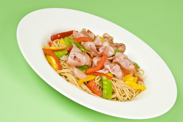 Whole Wheat Pasta with Ham and Vegetables