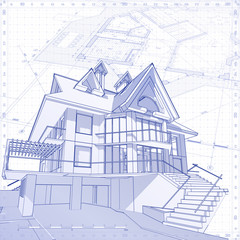 3d house: vector technical draw