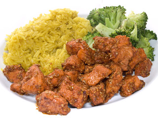 Tandoori mit Broccoli und Reis