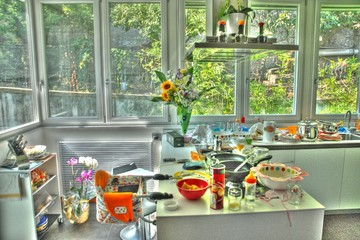 the kitchen