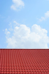 red roof and blue sky