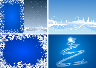 Set of colored abstract christmas background