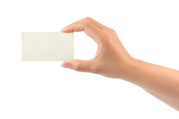 Fototapeta premium Paper card in woman hand
