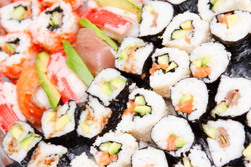 sushi background with shallow DOF