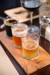 A flight of micro-brew beers
