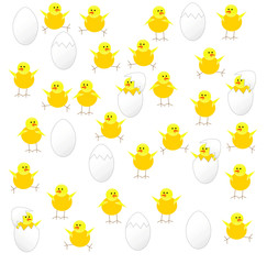 funny seamles background with chickens and eggs