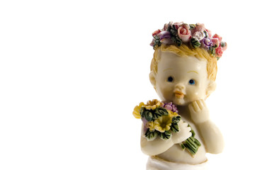 cute baby angel with flowers