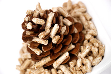 Pellets auf Zapfen schräg