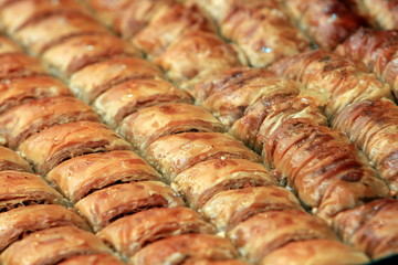Rows of Baklava on a Tray