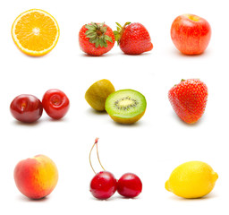 Set of different  fruits and berries isolated on white