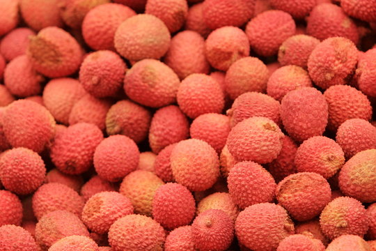 Pile of pink Leechi for sale
