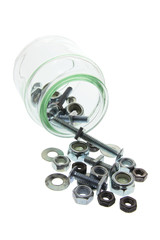 Nuts and Bolts in Glass Jar