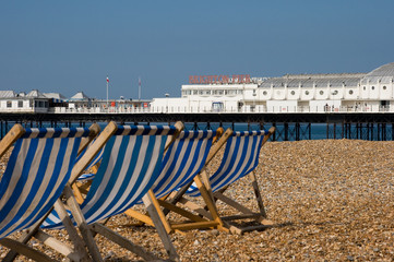Deckchairs and Brighton Pier