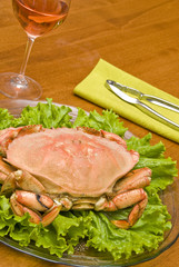 Steamed Dungeness Crab on a Bed of Lettuce