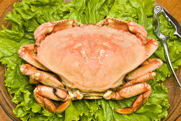 Steamed Dungeness Crab on a Bed of Lettuce