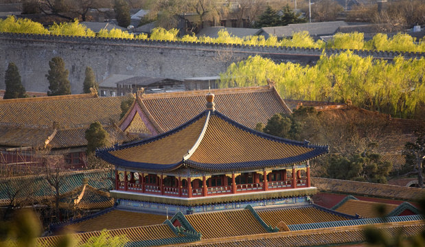 Blue Gold Pavilion Forbidden City Beijing China
