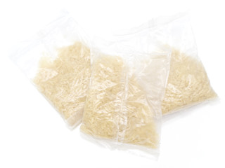 rice packs against the white background
