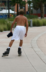 man rollerblading